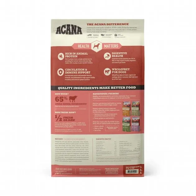 ACANA Singles Beef & Pumpkin Recipe Grain Free Dry Dog Food