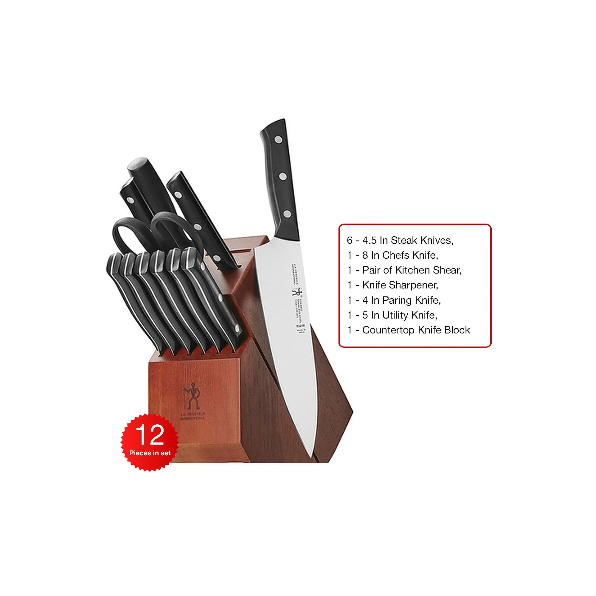 Henckels 17571-012 Kitchen Dynamic Knife Block Set, Multicolor (12 Pcs)