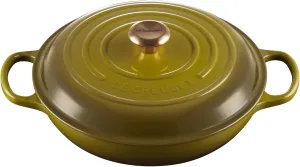 Le Creuset 3 1/2 Qt. Signature Braiser w/Gold Knob - Olive