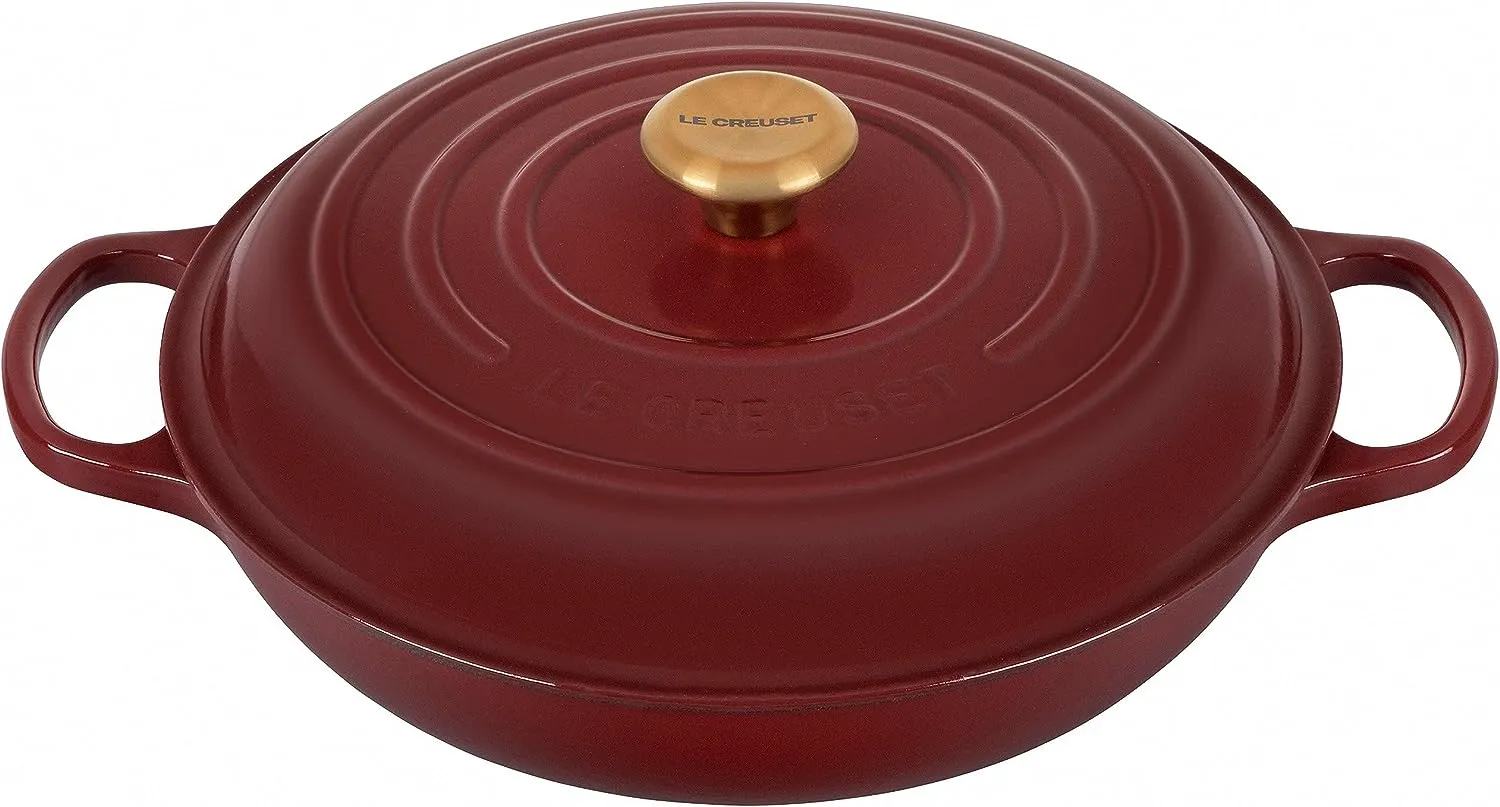 Le Creuset 3 1/2 Qt. Signature Braiser w/Gold Knob - Rhone