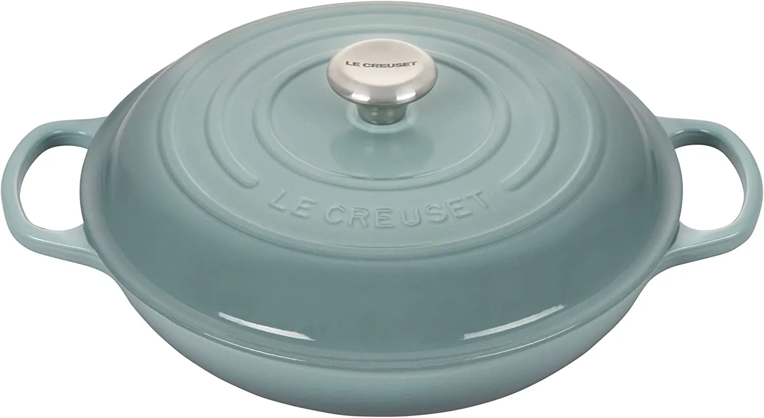 Le Creuset 3 1/2 Qt. Signature Braiser w/Stainless Steel Knob - Sea Salt- Personalized Engraving Available