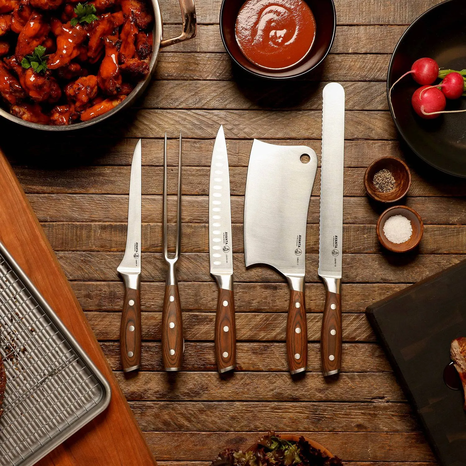 Messermeister Avanta Pakkawood 6-Piece Pro BBQ Knife Set w/Bag