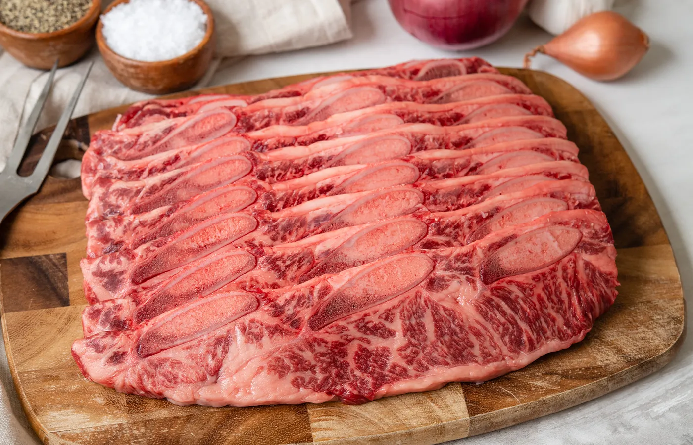 Natural American Wagyu Beef Short Ribs Flanken-Cut (2 pkgs)