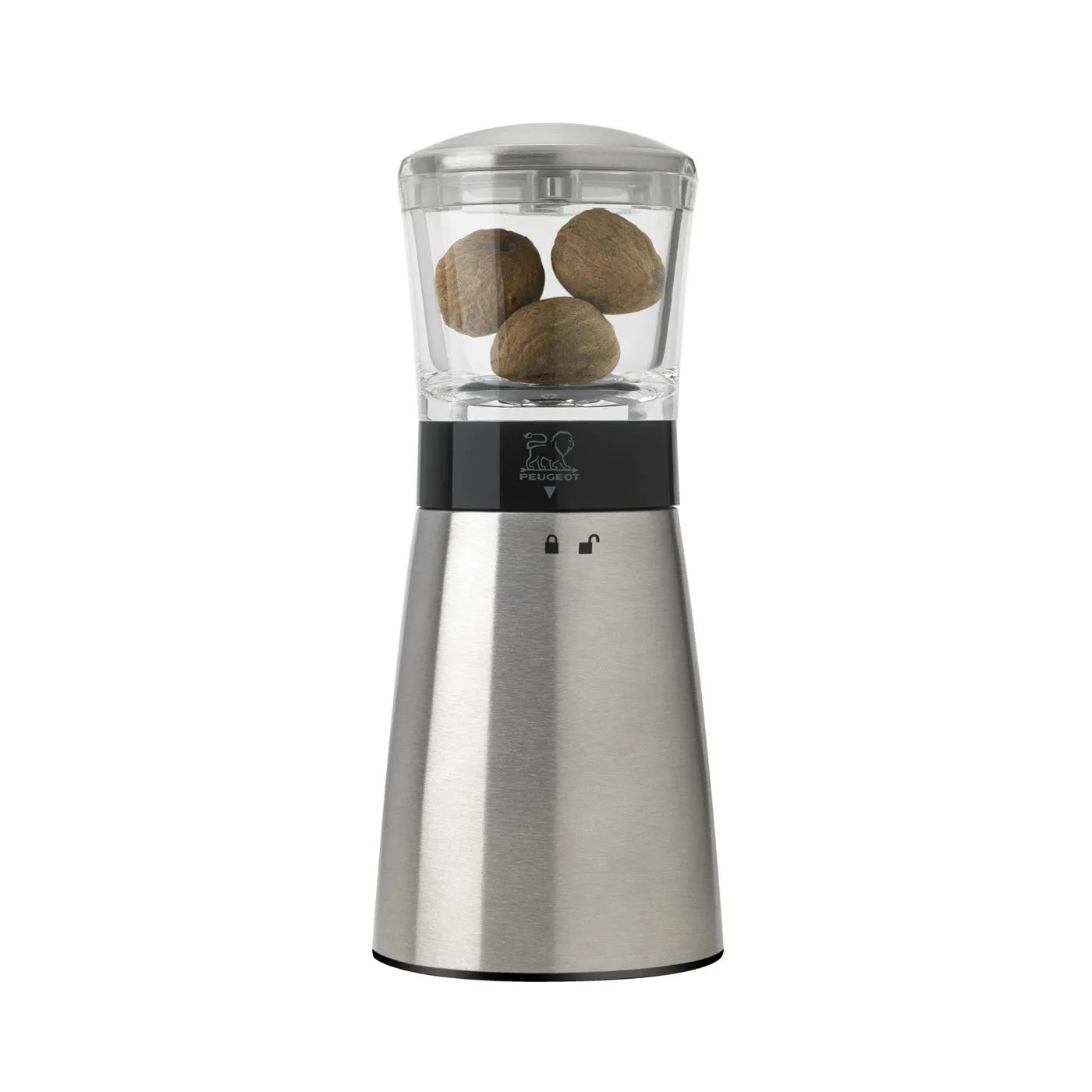 Peugeot Daman Clear/Stainless Acrylic Nutmeg Mill - 16cm/6.25"