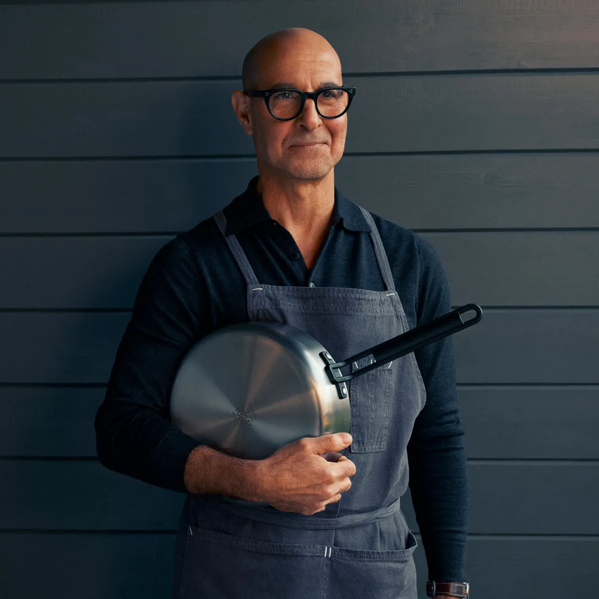 Stanley Tucci™ Stainless Steel Ceramic Nonstick 4-Piece Frypan Set with The Tucci Cookbook | Black Handles