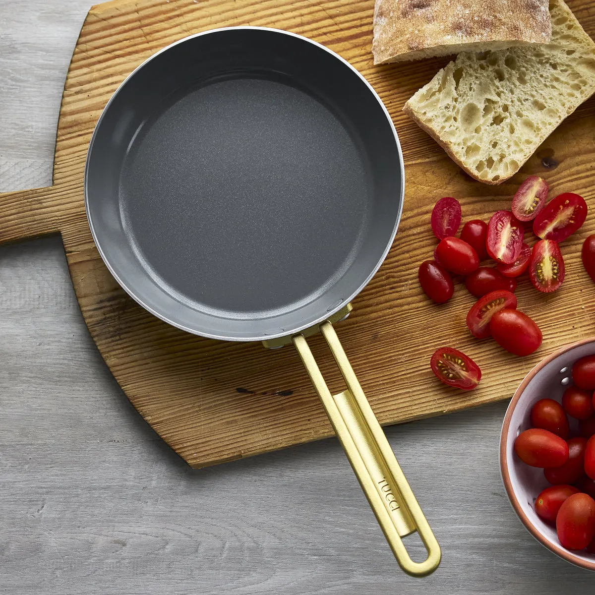 Stanley Tucci™ Stainless Steel Ceramic Nonstick 8" & 10" Frypan Set | Champagne Handles