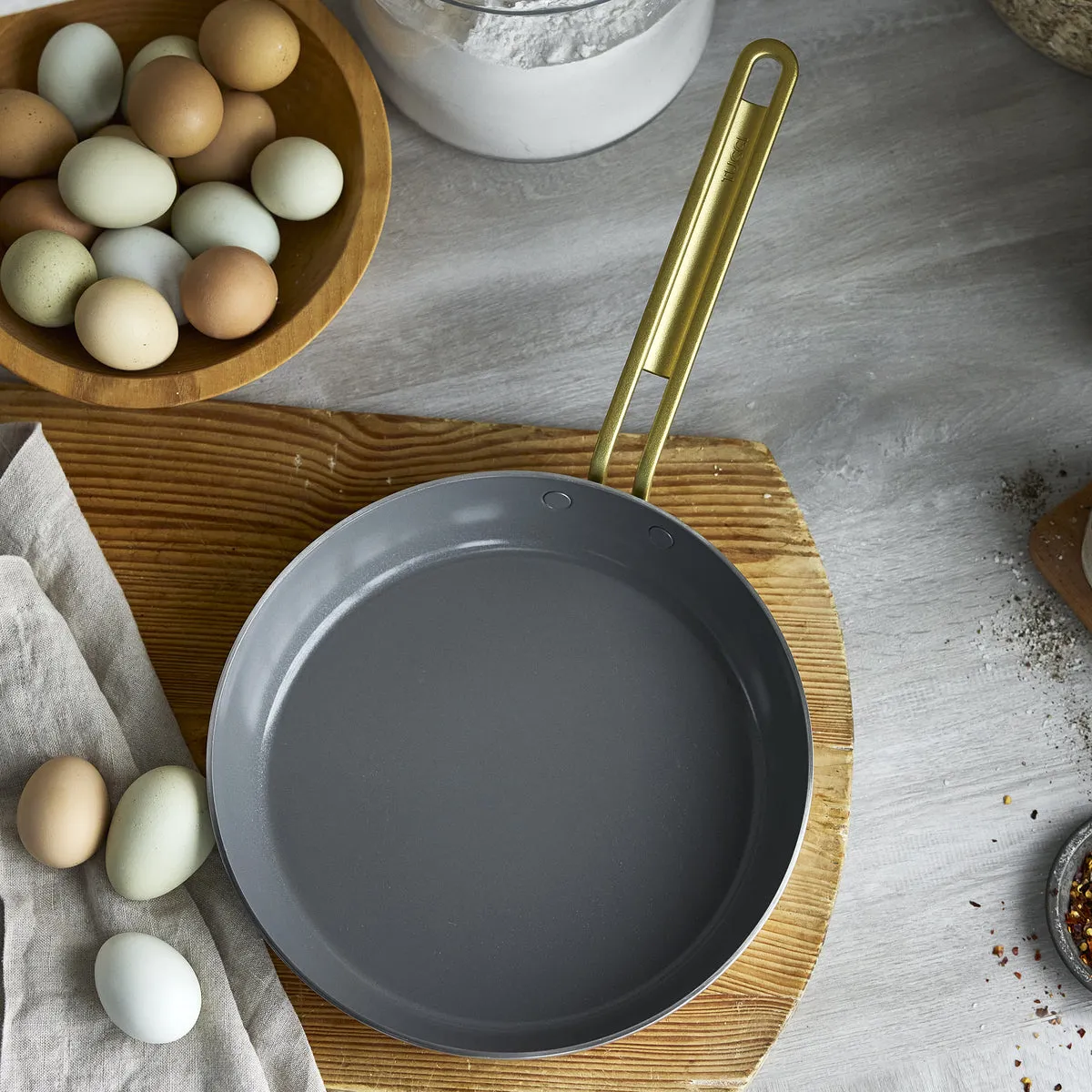 Stanley Tucci™ Stainless Steel Ceramic Nonstick 8" & 10" Frypan Set | Champagne Handles