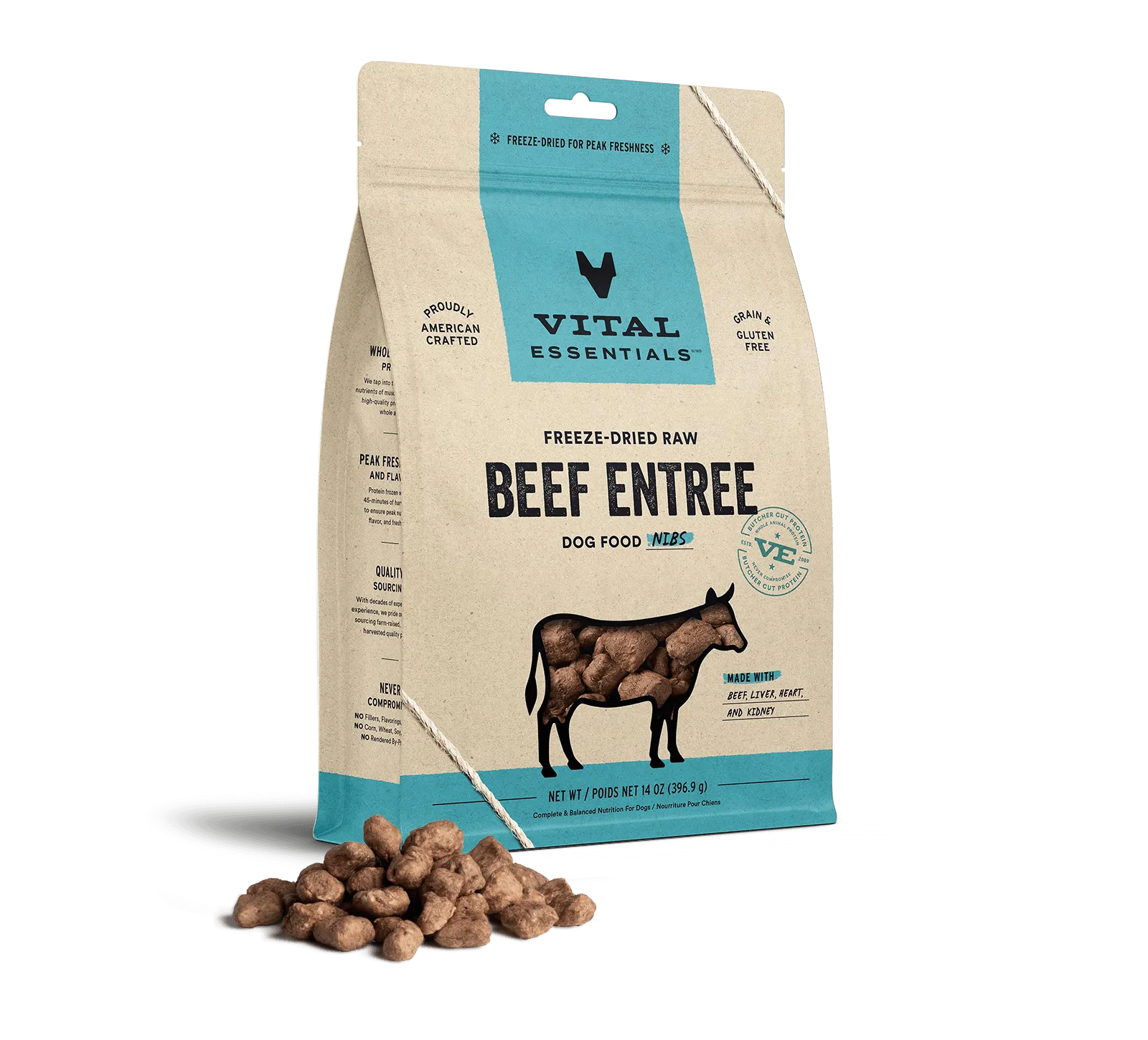 Vital Essentials Beef Entree Nibs Freeze-Dried Raw Dog Food